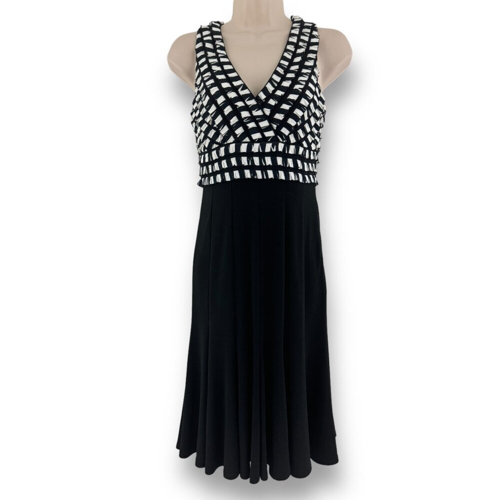 Size 4 JOSEPH RIBKOFF BLACK & WHITE FLARE DRESS Wedding Special Occasion‎ Party